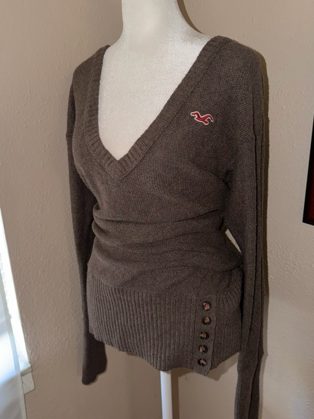 Vintage Y2K Hollister 2000s Knit V Neck Sweater - Picture 3 of 7